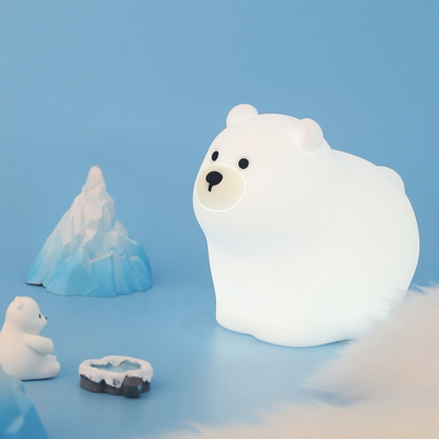 Muid Little White Bear Patting Lamp Silicone Bambini Soft Baby Light Dormire Accanto Al Letto Camera Da Letto Tocco Luce Notturna