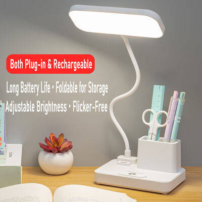 Lampada da scrivania con funzione power bank LED per studenti, lampada da scrivania dedicata, portapenne, lampada da comodino per dormitorio, camera da letto, luce notturna