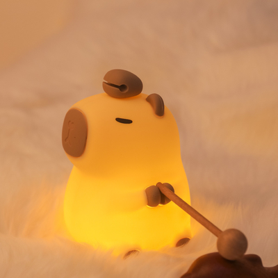 Cartoon Capybara Luce notturna a rubinetto 1200mAh Ricaricabile Luce notturna da sonno con 7 colori variabili