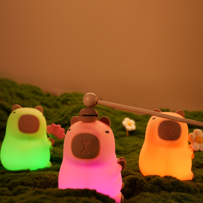 Cartoon Capybara Luce notturna a rubinetto 1200mAh Ricaricabile Luce notturna da sonno con 7 colori variabili