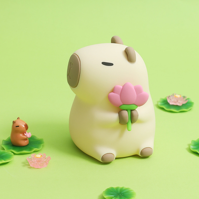 Cartoon Capybara Luce notturna a rubinetto 1200mAh Ricaricabile Luce notturna da sonno con 7 colori variabili