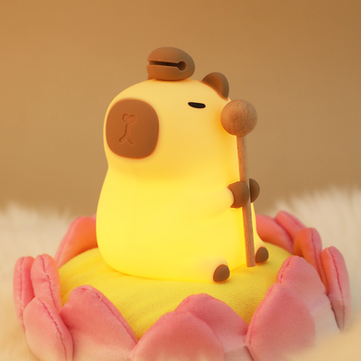 Cartoon Capybara Luce notturna a rubinetto 1200mAh Ricaricabile Luce notturna da sonno con 7 colori variabili