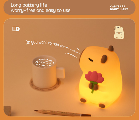 Lampada notturna di design moderno in silicone Capybara portatile USB ricaricabile fonte luminosa a LED controllo tattile Lampada per animali per camera da letto