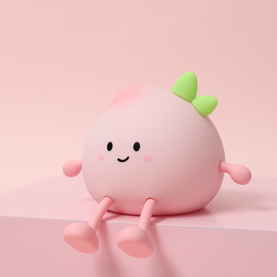 2024 Nuovo Creativo Peach Forma Lampada Notturna Morbida Silicone 7 Colori Cambianti Occhiali Nocciola Notturna Per Bambini Doni Lampada Da Scrivania