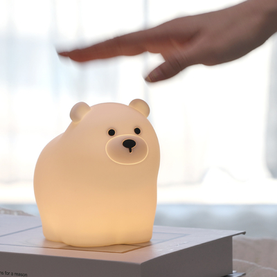 Muid Little White Bear Patting Lamp Silicone Bambini Soft Baby Light Dormire Accanto Al Letto Camera Da Letto Tocco Luce Notturna