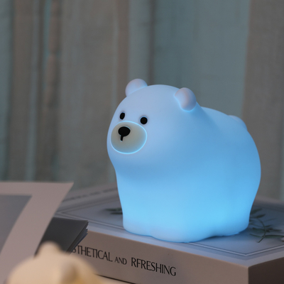 Muid Little White Bear Patting Lamp Silicone Bambini Soft Baby Light Dormire Accanto Al Letto Camera Da Letto Tocco Luce Notturna