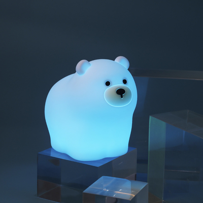 Muid Little White Bear Patting Lamp Silicone Bambini Soft Baby Light Dormire Accanto Al Letto Camera Da Letto Tocco Luce Notturna