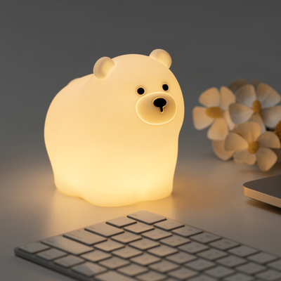 Muid Little White Bear Patting Lamp Silicone Bambini Soft Baby Light Dormire Accanto Al Letto Camera Da Letto Tocco Luce Notturna