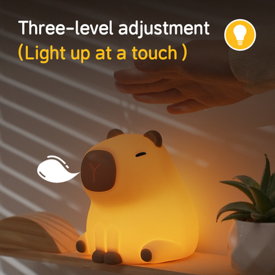 Nuovo Cute Capybara Silicone Night Light Usb Ricaricabile Led Pat Lamp Timing Dimming Decorative Table Sleep Night Lamp