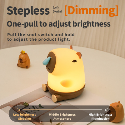 Carina lampada da tavolo Snottybara animale ricaricabile creativo cartone animato Capybara lampada notturna in silicone