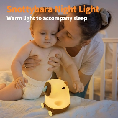 Al dettaglio Capybara Night Light Cute Animal Night Lamp Snottybara Silicone Touch Lights Decor Portatile Ricaricabile per bambini