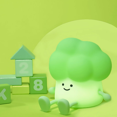 Carino cartone animato Broccoli per accompagnare i bambini a dormire Silicone luce notturna ricaricabile lampada da letto vegetale