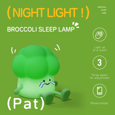 DY Trendy Sleep Silicone Night Light Ricaricabile Lampada da letto per verdura 3 livelli Dimming Broccoli Night Light