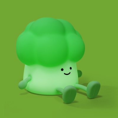 Carino cartone animato Broccoli per accompagnare i bambini a dormire Silicone luce notturna ricaricabile lampada da letto vegetale