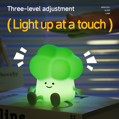 DY Trendy Sleep Silicone Night Light Ricaricabile Lampada da letto per verdura 3 livelli Dimming Broccoli Night Light