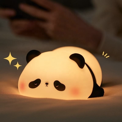 Lampada Panda Silicone 1200mah Sensitive Tap Control Warm White Breathing Light Portatile LED USB Rechargeable Night Light