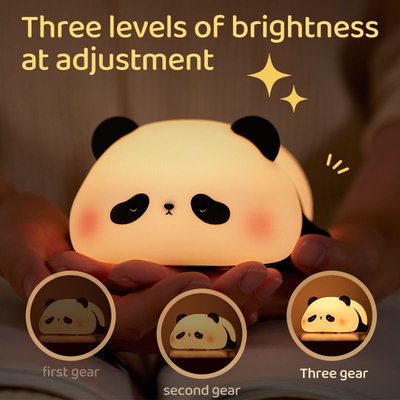 Lampada Panda Silicone 1200mah Sensitive Tap Control Warm White Breathing Light Portatile LED USB Rechargeable Night Light