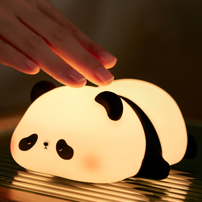 Lampada Panda Silicone 1200mah Sensitive Tap Control Warm White Breathing Light Portatile LED USB Rechargeable Night Light