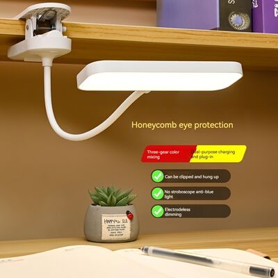 Lampada da lettura a LED moderna con funzione di ricarica a ombra di plastica quadrata con regolazione della temperatura a tre colori