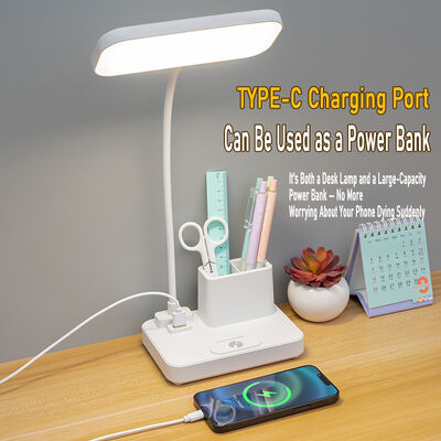 Lampada da scrivania con funzione power bank LED per studenti, lampada da scrivania dedicata, portapenne, lampada da comodino per dormitorio, camera da letto, luce notturna