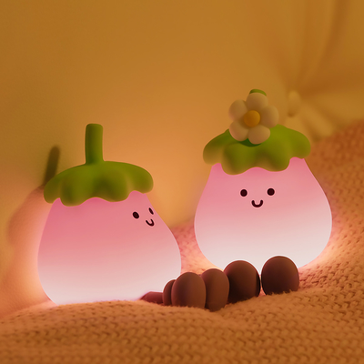 Ortaggi Piccole melanzane Lampade in silicone USB Ricaricabile Camera da letto Cucina di notte Luci per regali